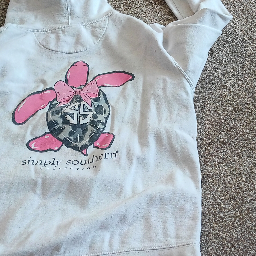 Simply Southern Cream Hoodie with Turtle Graphic
